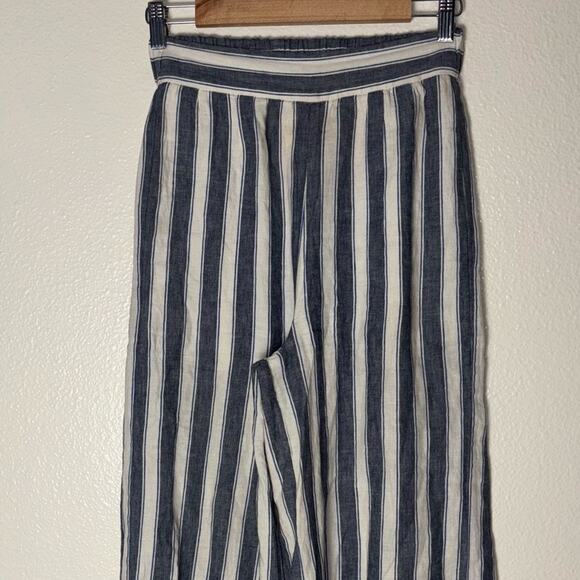 MADEWELL Pants Woman's XXS Huston Pull-On Crops in Stripe Transatlantic blue - Picture 7 of 16